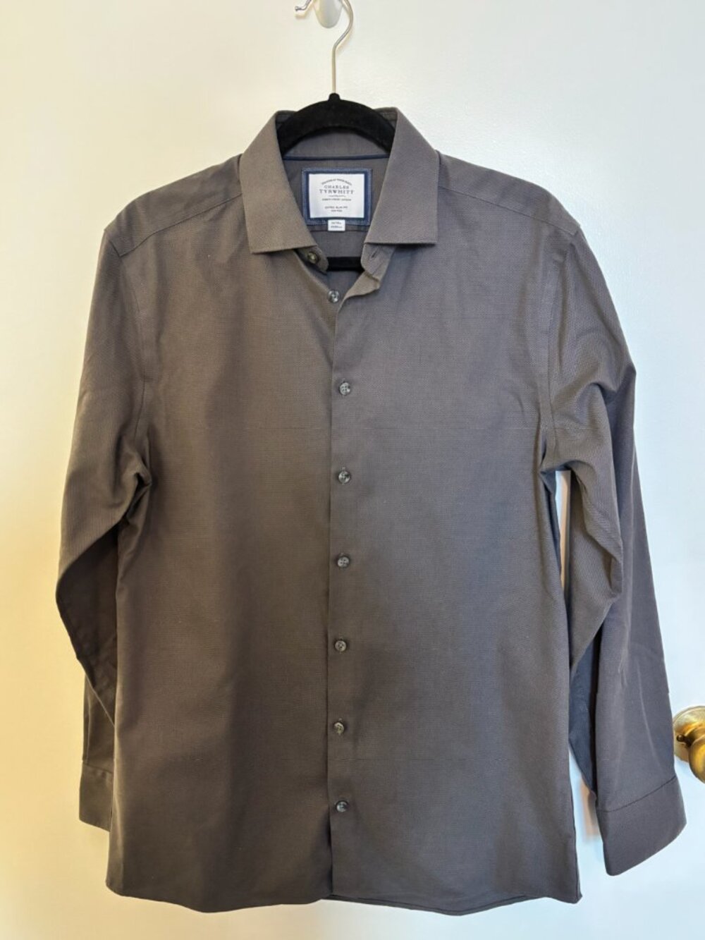 Charles Tyrwhitt Extra Slim Fit Dress Shirt in Gray Non-Iron Size 16/34